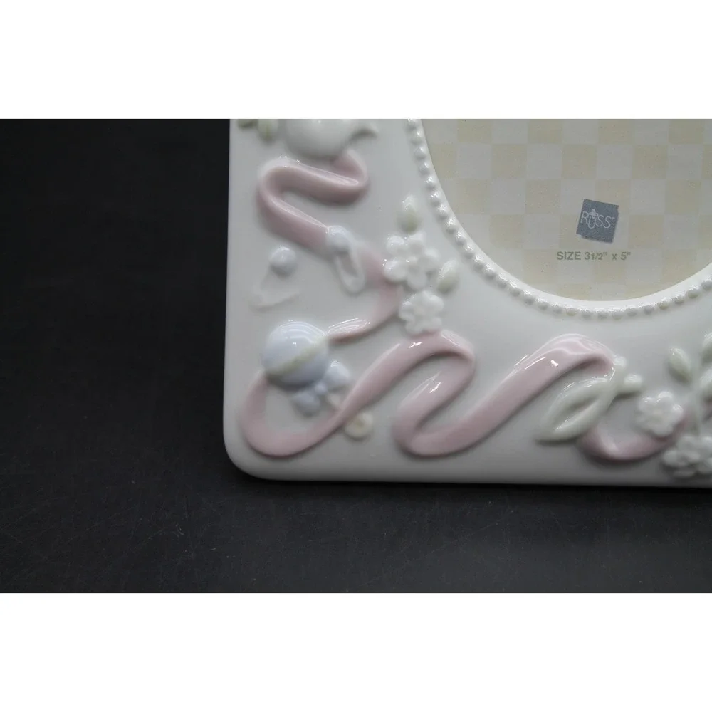 Russ Baby Christening Gifts from Heaven Ceramic Picture Frame White Pink 3.5x5
